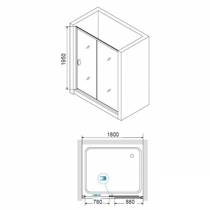 Душевая дверь RGW Passage PA-016B 180х195 профиль черный стекло прозрачное 350801618-14 - 2