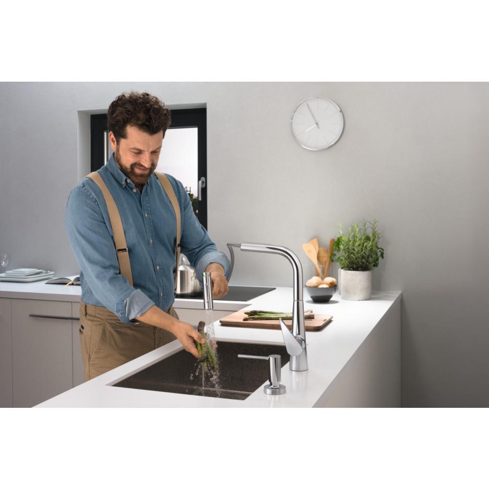 Кухонный смеситель однорычажный, 300, с вытяжным душем, 2jet, sBox Hansgrohe 73867000 - 3