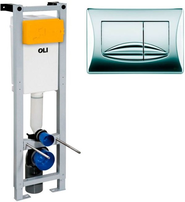 Система инсталляции для унитазов OLI Quadra 280490mRI00 с кнопкой смыва, хром глянец - 0