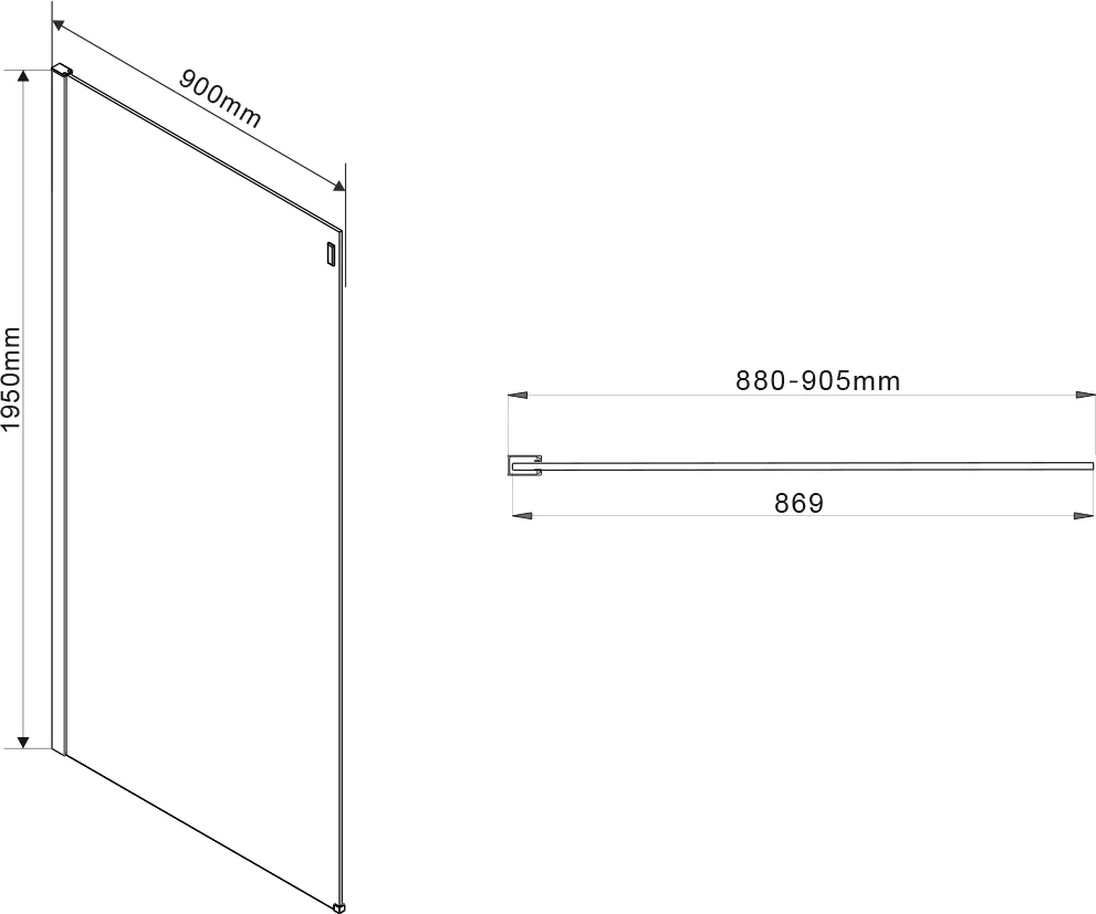 Боковая стенка Vincea Slim Soft 90х200 профиль черный стекло тонированное VSG-1SS900CGB - 3