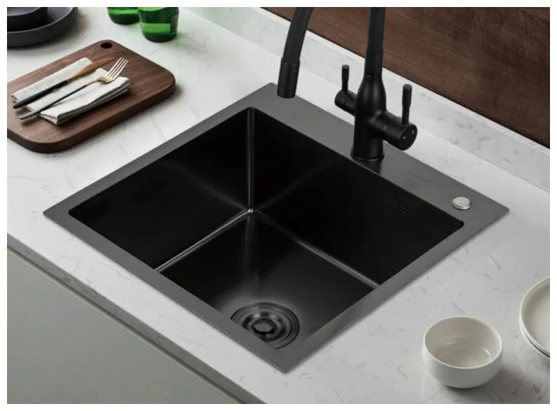 Кухонная раковина Gappo 50х50 черная GS5050-6 - 1