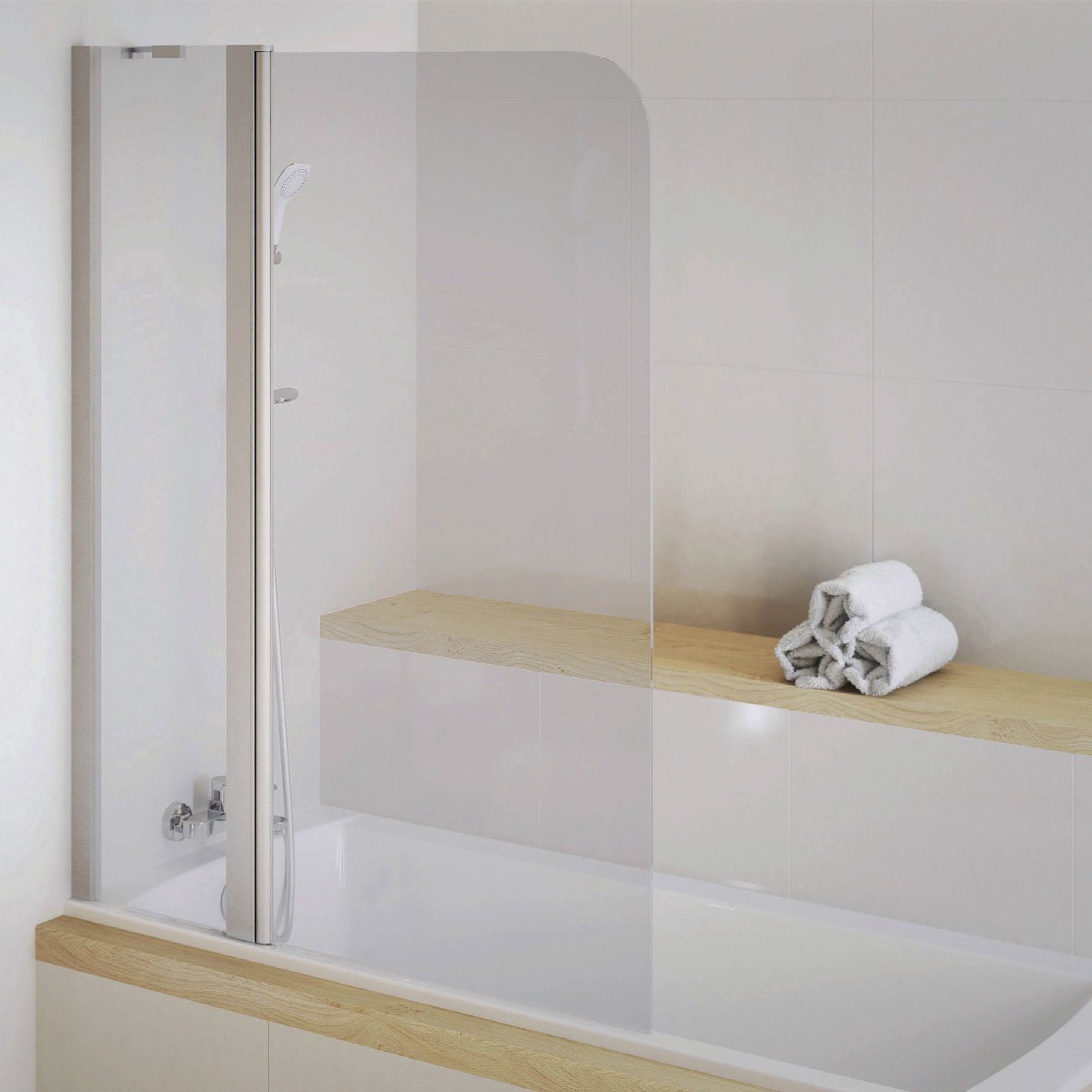 Шторка на ванну Excellent Серия 900 100х145 профиль хром стекло прозрачное KAAC.1609.1000.LP - 0