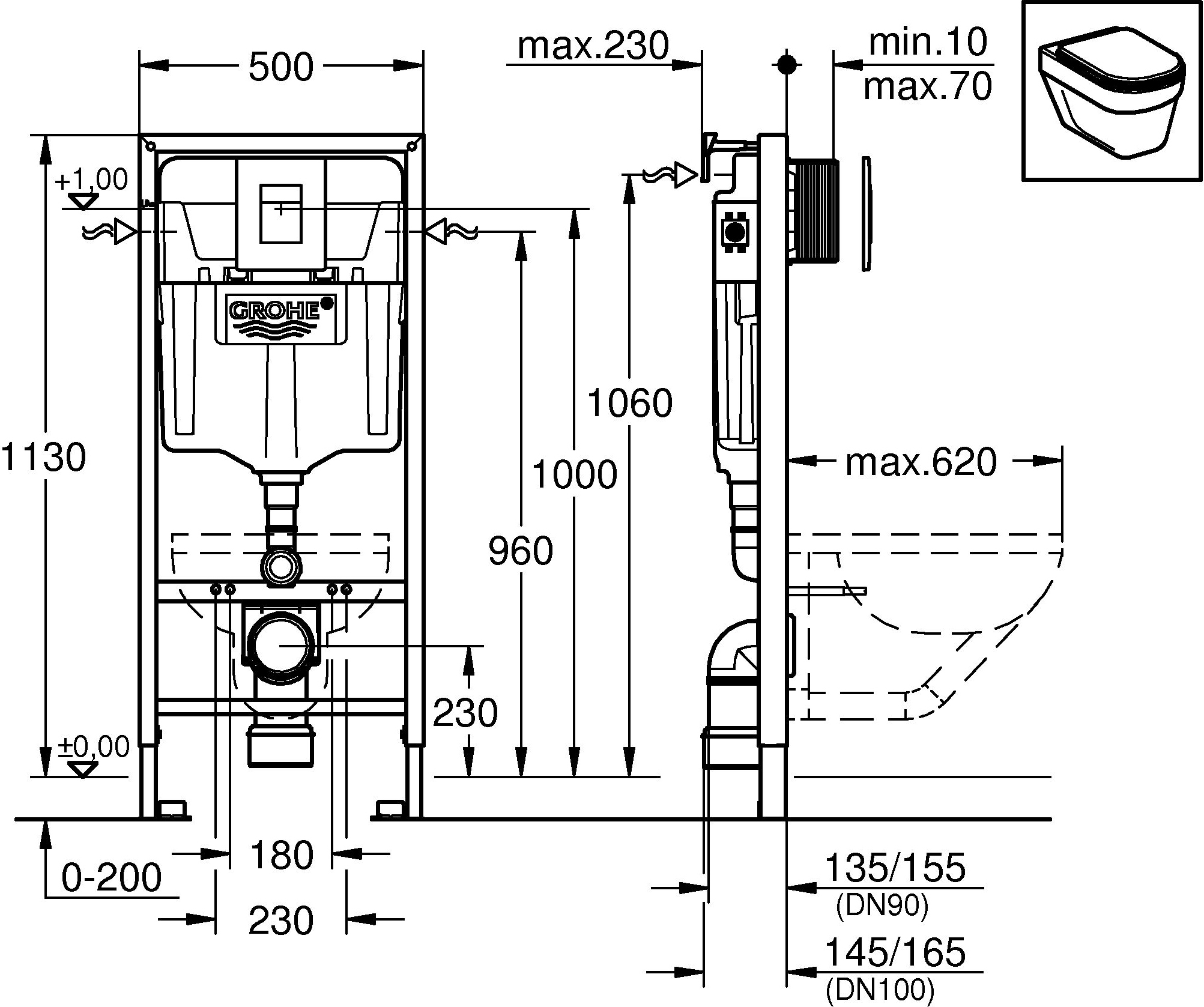 Комплект  Унитаз подвесной STWORKI Дублин Db-01UP безободковый, с микролифтом + Система инсталляции для унитазов Grohe Rapid SL 38772001 3 в 1 с кнопк 550509 - 9