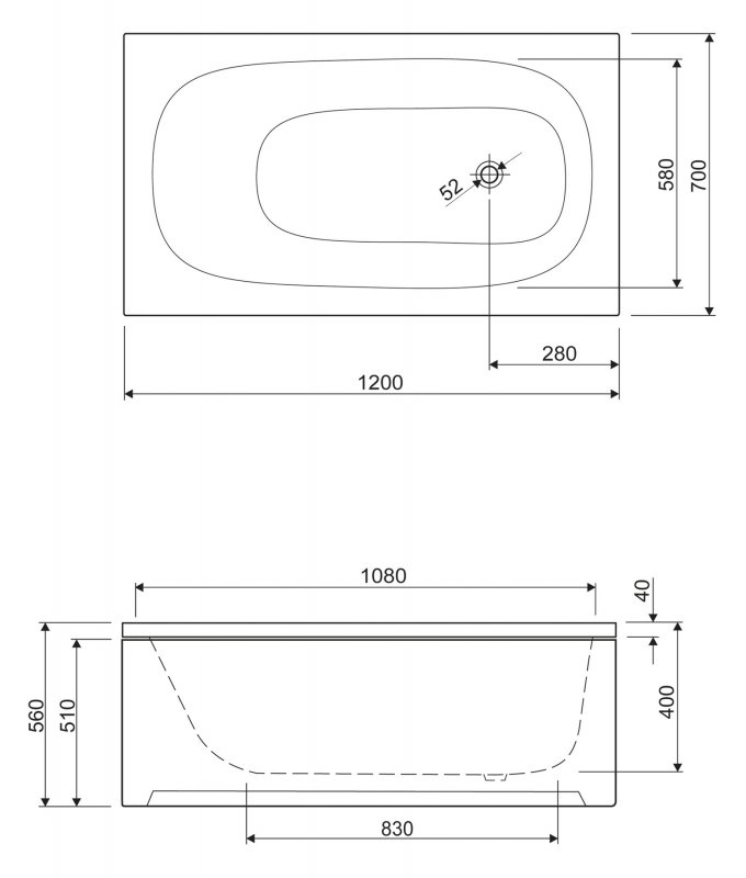 Передняя панель для акриловой ванны ECO-130-SCR - 2