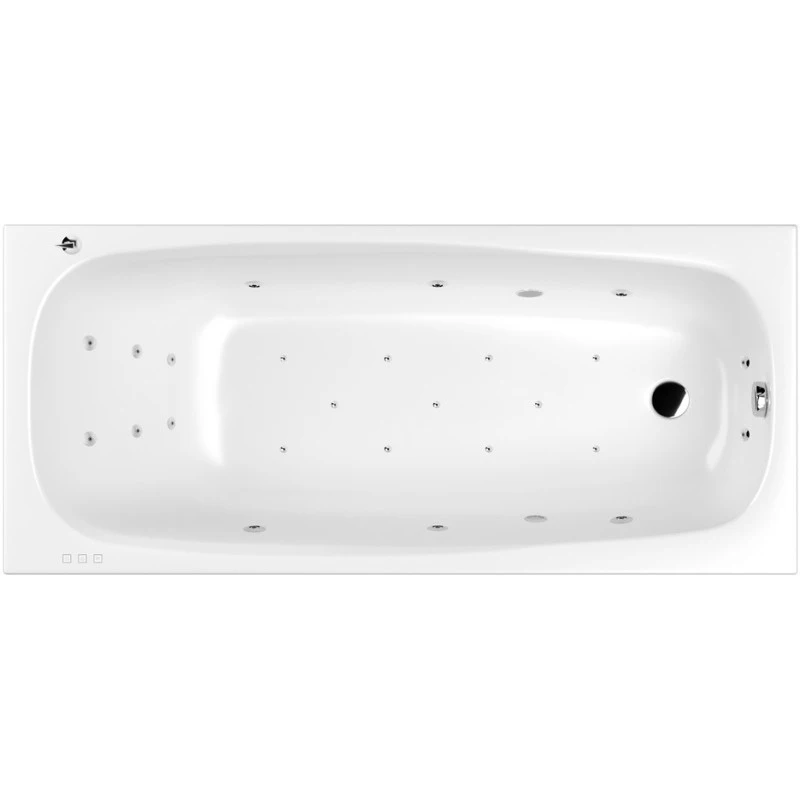 Акриловая ванна Whitecross Layla Slim 180х80 белая хром с гидромассажем 0122.180080.100.ULTRA.CR - 0