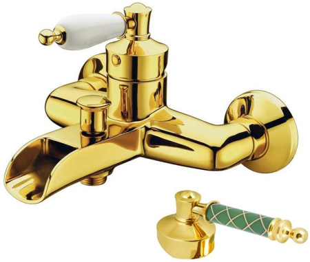 Смеситель для ванны Boheme Vogue золото с зеленым 213-MR-GR - 0