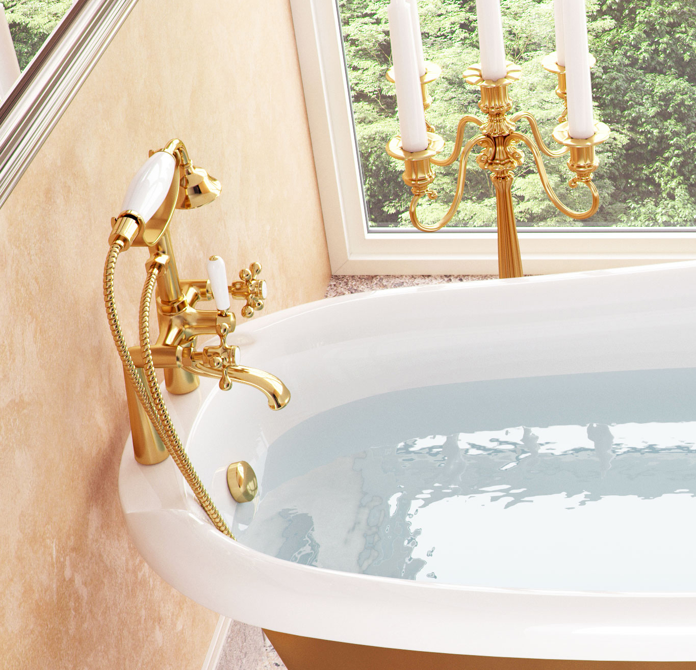 Смеситель Фэма Classico для ванны с душем на мини-колоннах, золото Classico ORO - 1
