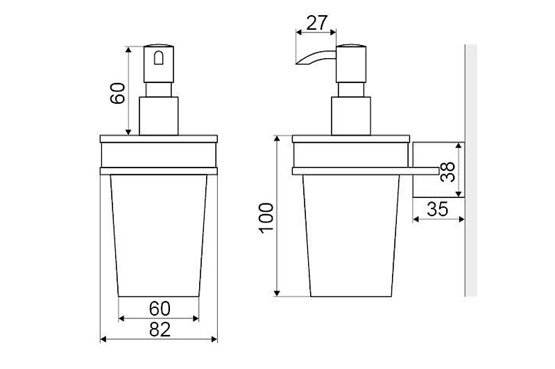 Дозатор жидкого мыла подвесной EXCELLENT Kobo хром DOEX.1706CR - 5