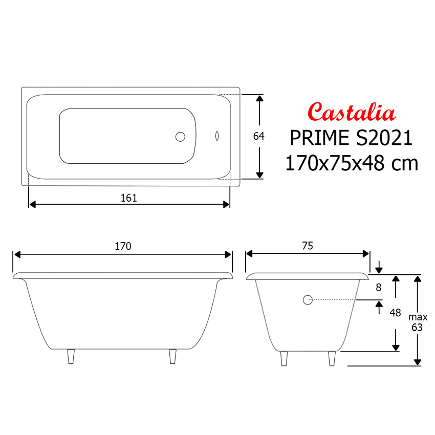 Чугунная ванна Castalia Prime S2021 170x75 Ц0000144 - 2