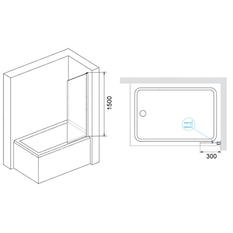 Шторка на ванну RGW Screens SC-056B 30x150 профиль черный стекло прозрачное 351105630-14 - 3