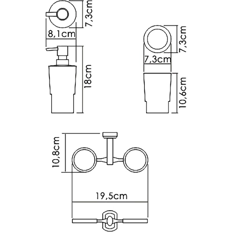 Стакан для зубных щеток и дозатор Wasserkraft хром - белый K-28189 - 2
