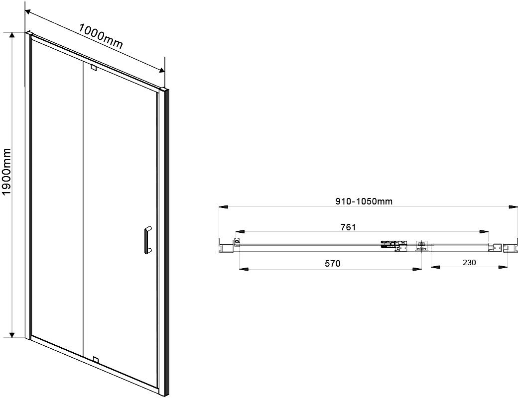 Душевая дверь в нишу Vincea Intra VDP-1I9010CH 90/100 см, стекло шиншилла, хром - 4