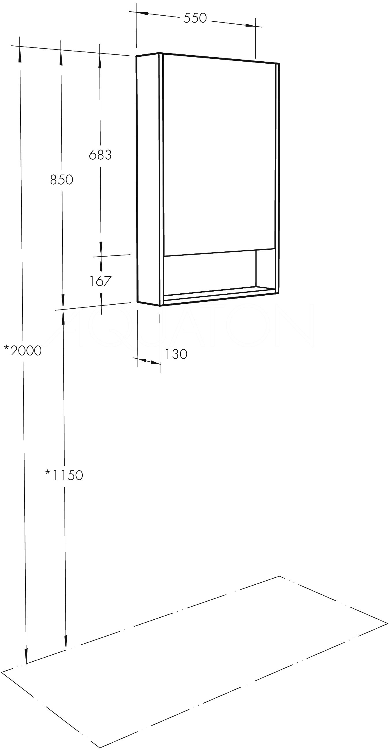 Комплект мебели Aquaton Сканди Doors 55 Белый глянец Дуб рустикальный - 14