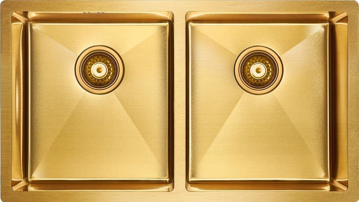 Мойка кухонная Paulmark Twin 78 брашированное золото PM237844-BG - 0