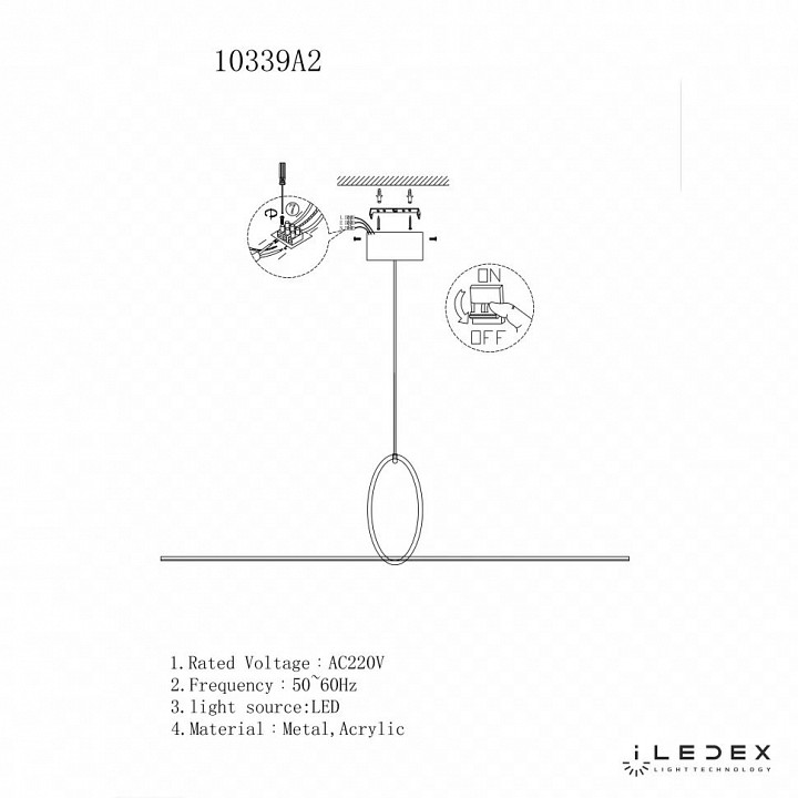 Подвесной светильник iLedex Zoom 10339P/A2-35W-3000K BK-WH - 3