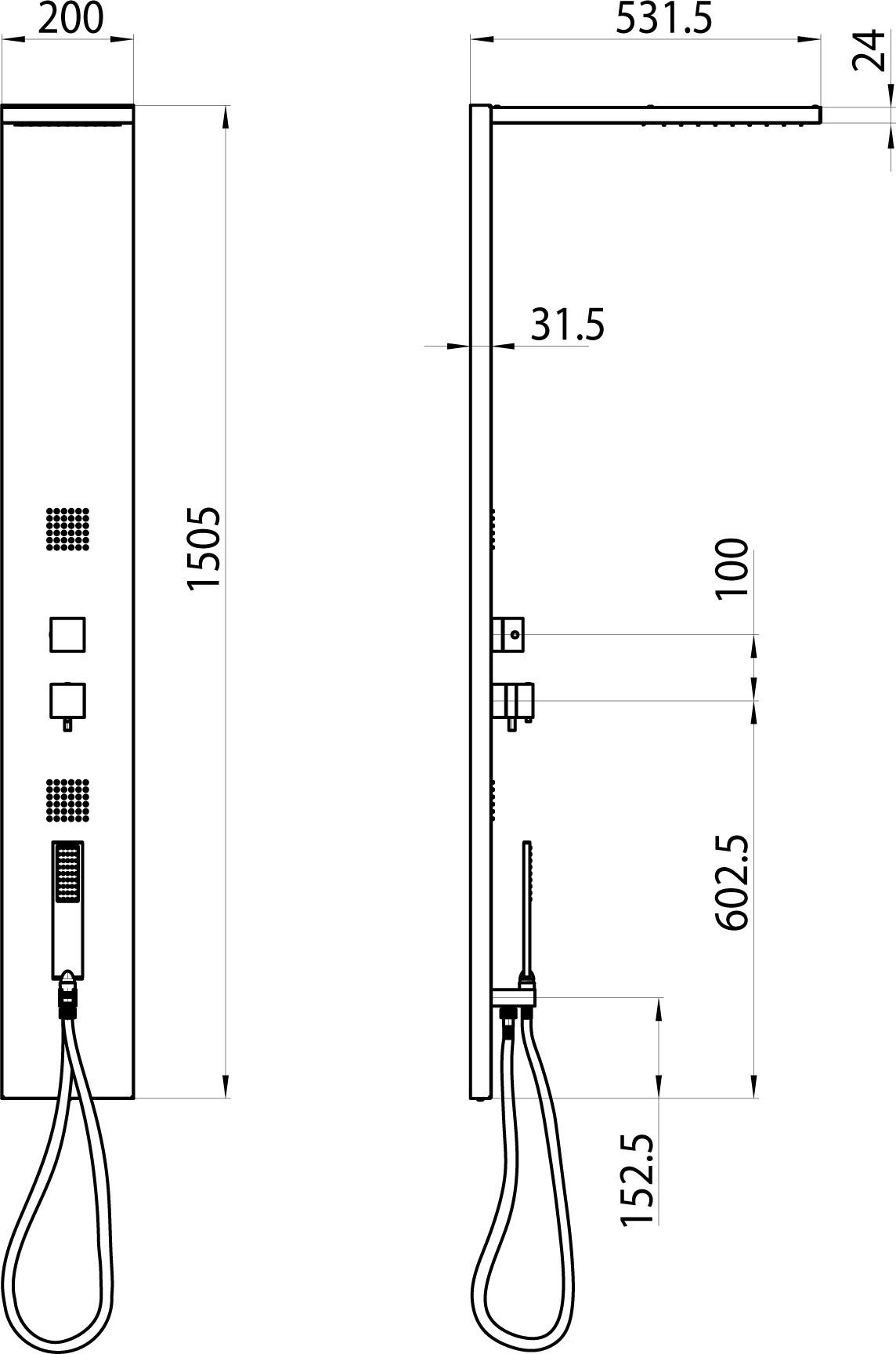 Душевая панель Bossini Manhattan Panel 4 Termostatico L00897 хром L00897.030 - 3