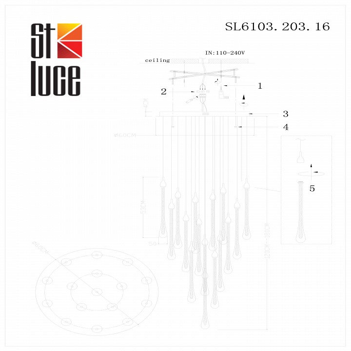 Подвесная люстра ST-Luce Faenza SL6103.203.16 - 1