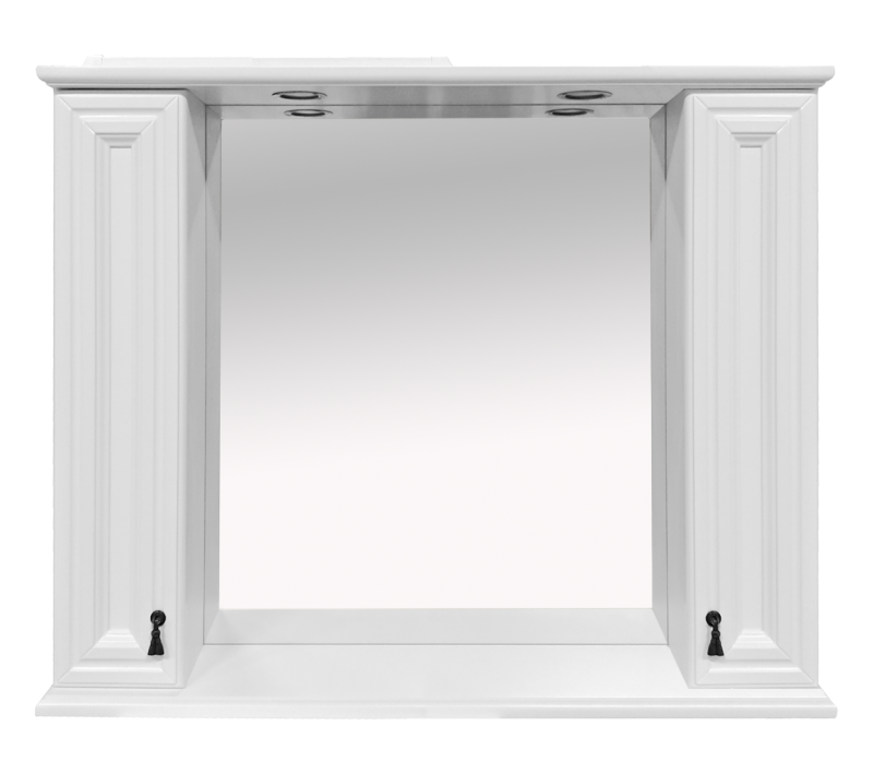 Лувр -105 Зеркало с 2-мя шкафчиками, белое П-Лвр03105-0122Ш - 0