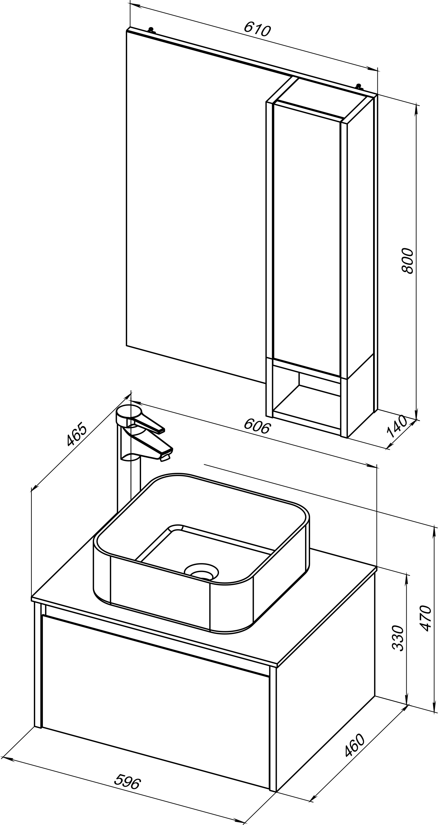 Мебель для ванной STWORKI Карлстад 60 дуб рошелье, роверелла, с отверстием под смеситель в столешнице 427870 - 6