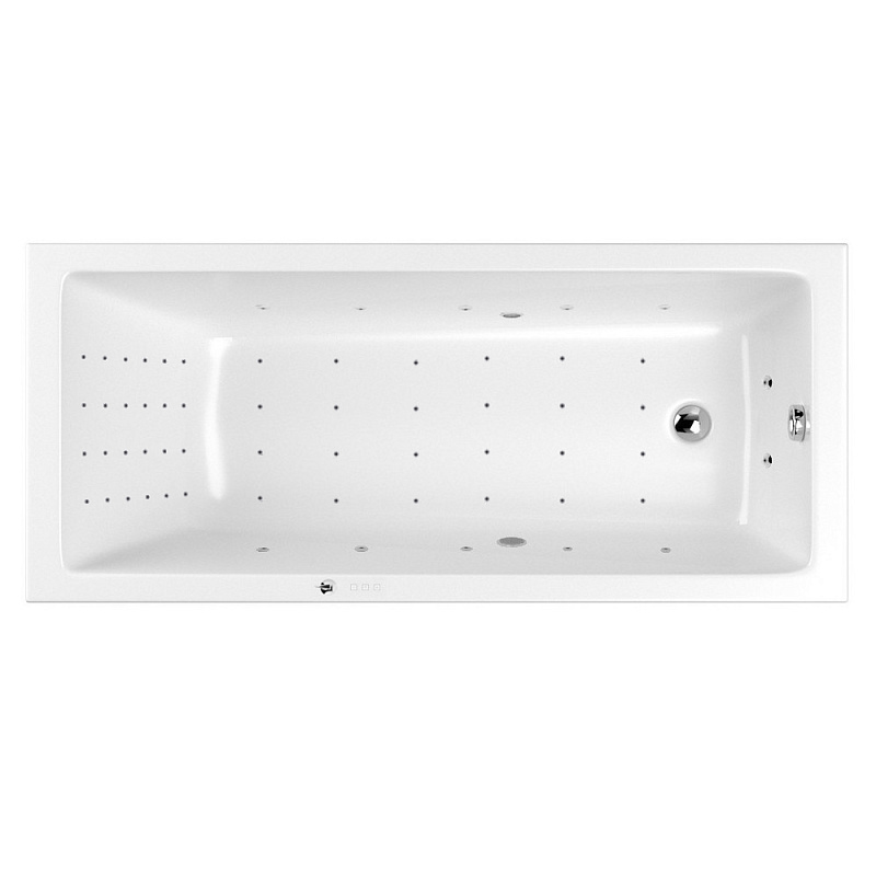 Акриловая ванна Whitecross Wave 170х75 белая хром с гидромассажем 0101.170075.100.NANO.CR - 0