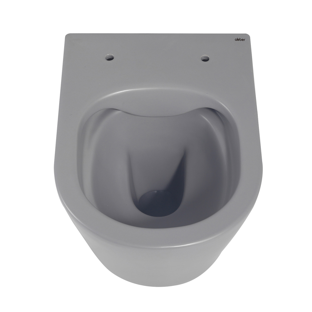 Унитаз подвесной Abber Bequem безободковый с сиденьем микролифт серый матовый AC1102MG - 4