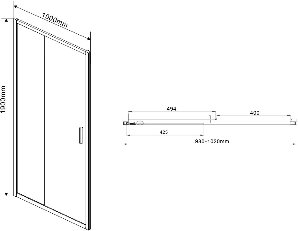 Душевая дверь в нишу Vincea Garda VDS-1G100CL 100 см, профиль хром, стекло прозрачное - 5