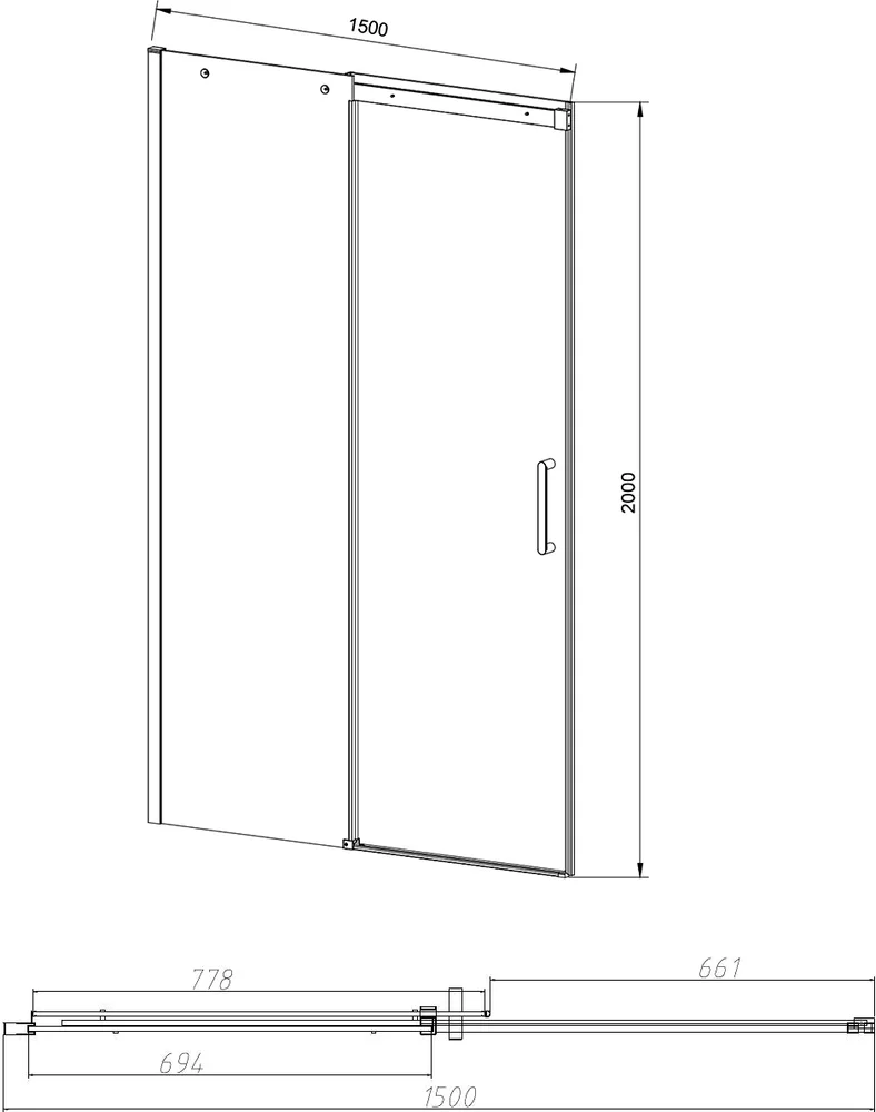 Душевая дверь в нишу Vincea Dice 150х200 профиль хром стекло прозрачное VDS-4D150CL - 3