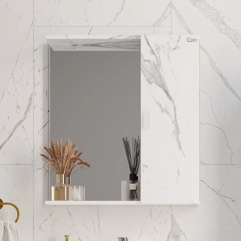 Зеркало-шкаф Onika Марбл 75 мрамор/камень бетонный  207524 - 1