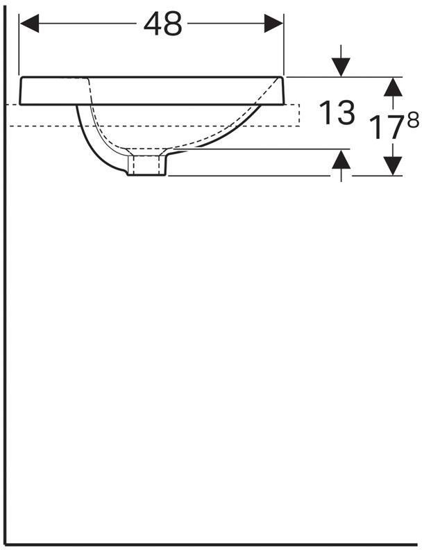500.726.01.2 Geberit VariForm Раковина встраиваемая в столешницу овальной формы, 60х48 см, с отв. под смеситель, без отв. перелива - 1