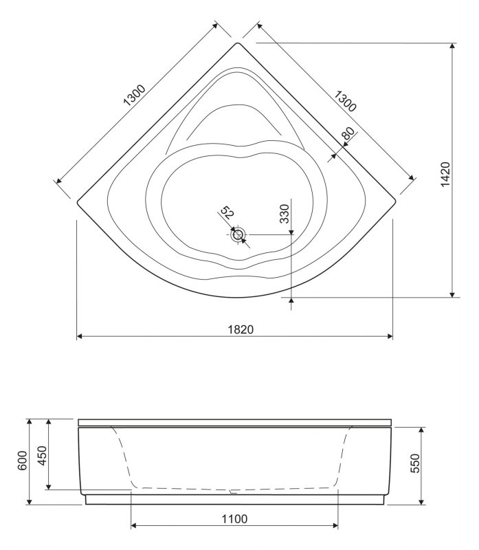 Передняя панель для акриловой ванны CETINA-140-SCR, 140x5x41 - 3