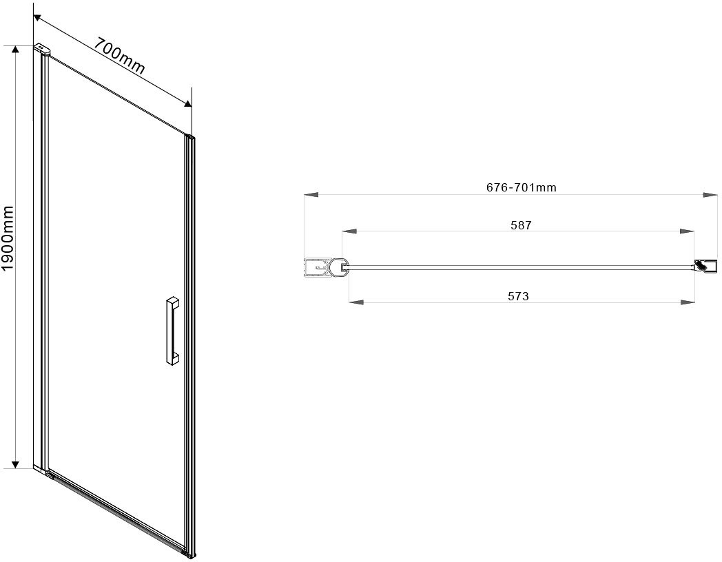 Душевая дверь в нишу Vincea Orta VPP-1O700CH-R 70 см, хром, стекло шиншилла, R - 5