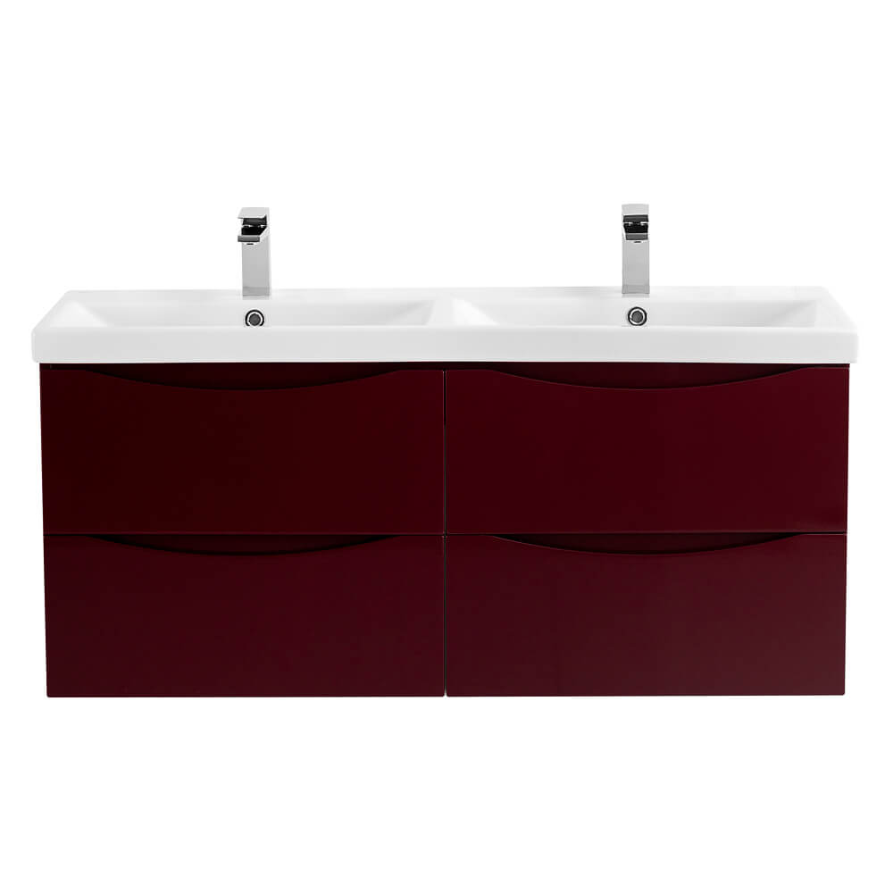 Комплект мебели BelBagno Marino-Cer 120 с двумя чашами бордовый - 1