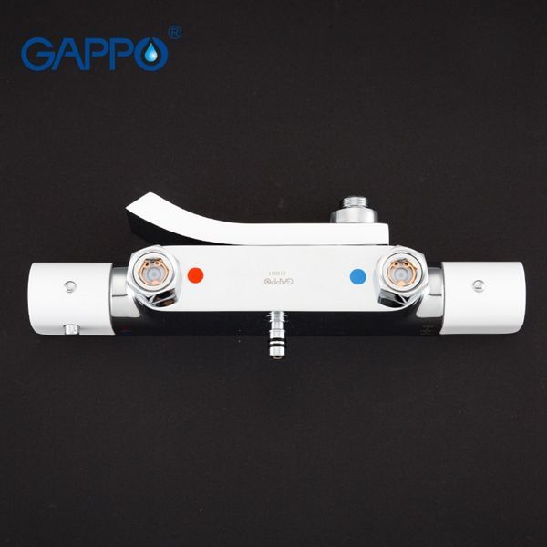 Душевая система Gappo с верхним душем термостатом и ручной лейкой излив является переключателем на лейку белый/хром G2407-50 - 4
