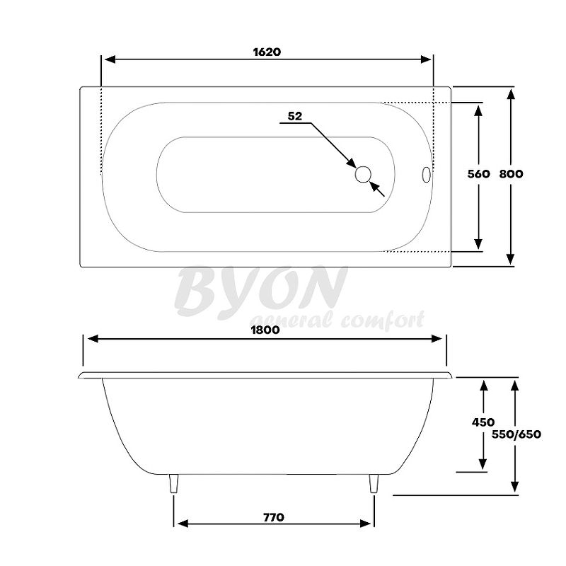 Чугунная ванна Byon 13М Maxi 180x80  Ц0000139 - 4