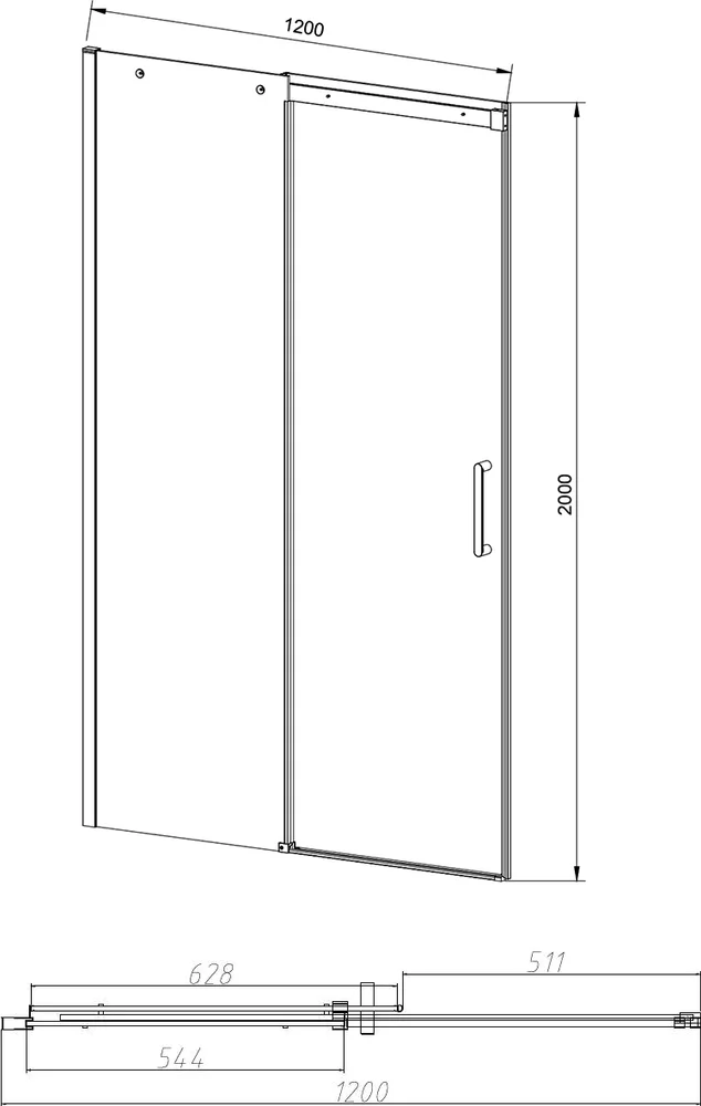 Душевая дверь в нишу Vincea Dice 120х200 профиль хром стекло прозрачное VDS-4D120CL - 3
