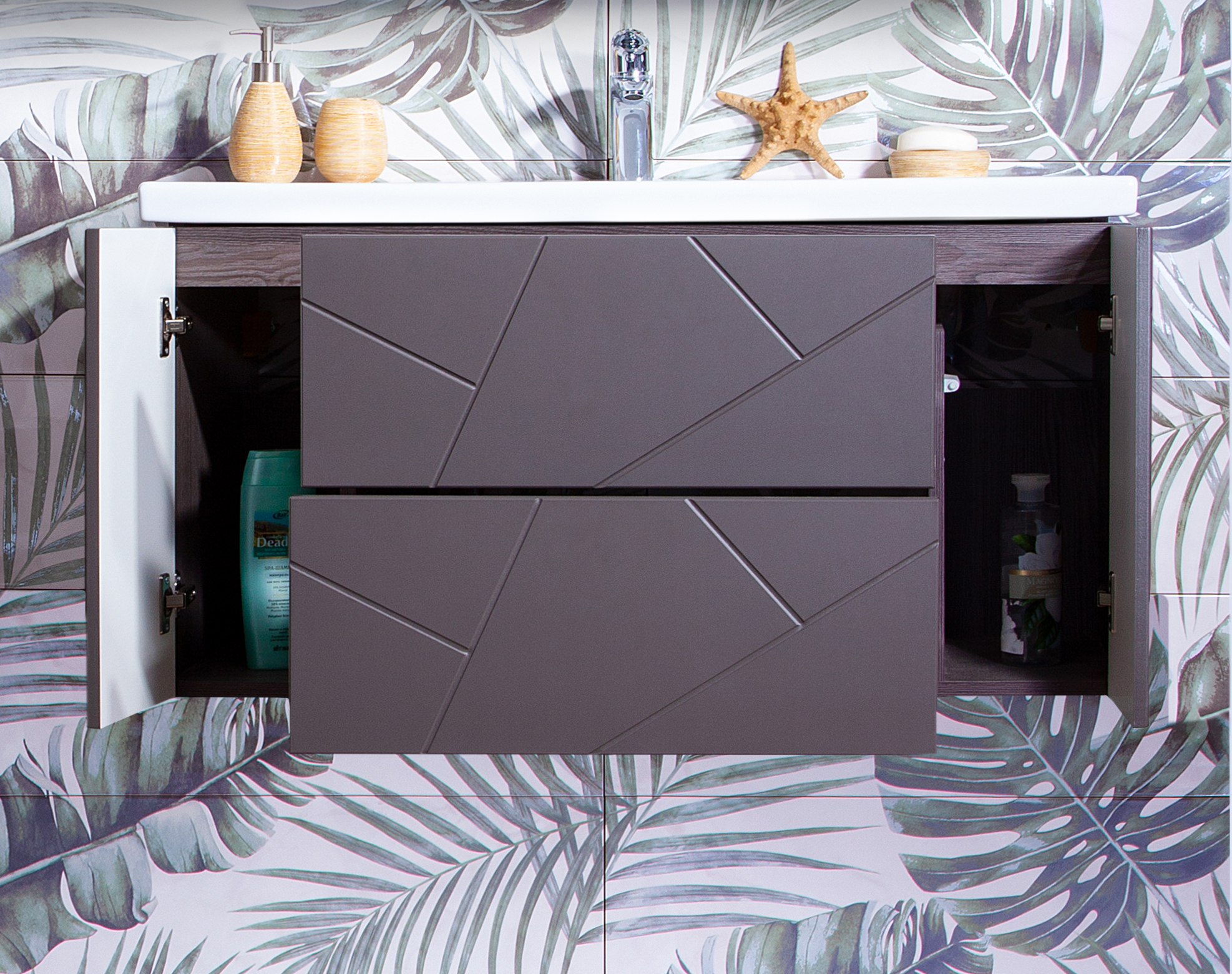 Мебель для ванной Бриклаер Кристалл 100 софт графит - 2