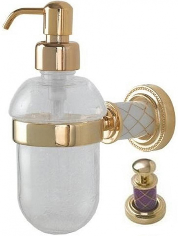 Дозатор для жидкого мыла настенный Boheme Murano золото с фиолетовым 10912-V-G - 0