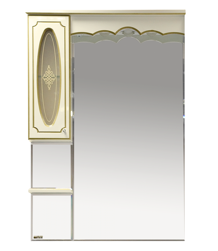 Зеркало-шкаф Misty Монако 80 L бежевый-золото с подсветкой Л-Мнк02080-033Л - 0