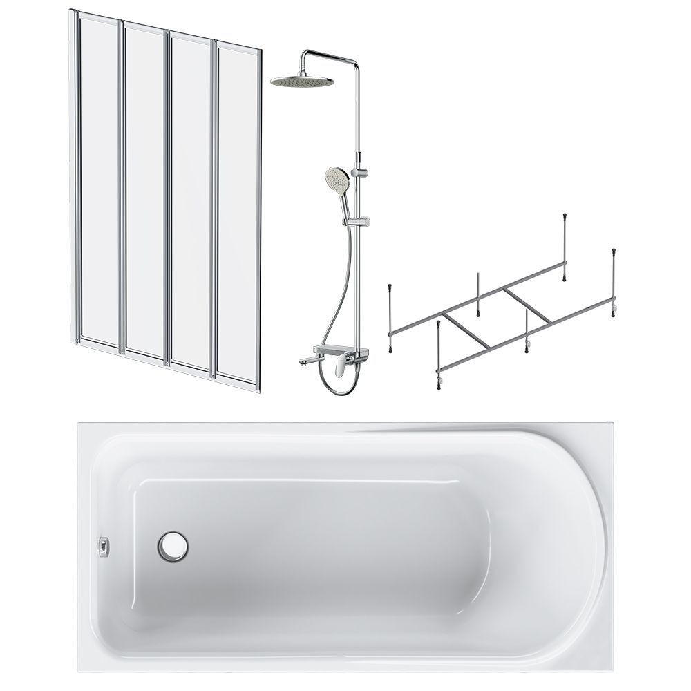 Комплект акриловой ванны со шторкой и душевой системой AM.PM Like 150x70 белая W80ASET-150AC - 0