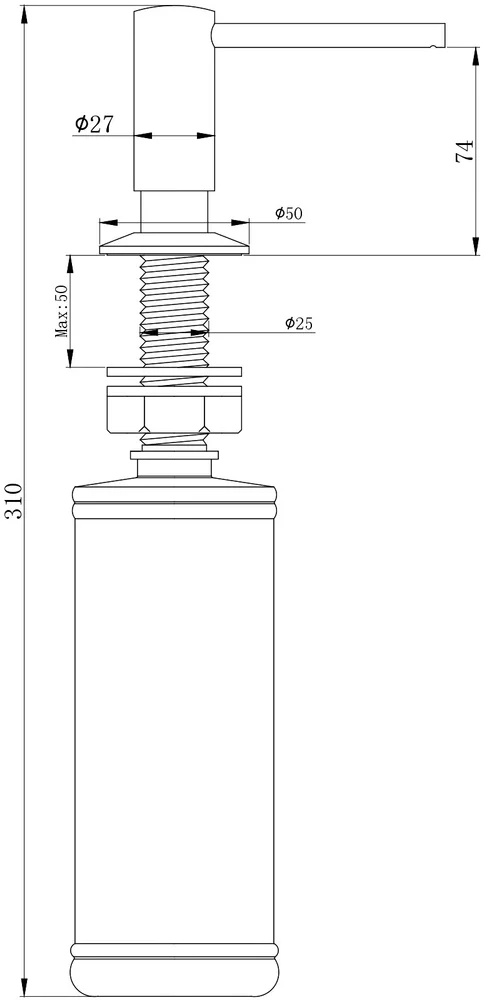 Дозатор для кухонной мойки Paulmark Brevit черный матовый D005-418 - 1