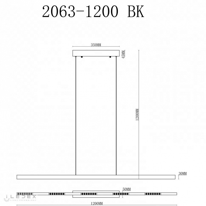 Подвесной светильник iLedex Vision 2063-1200 BK - 2