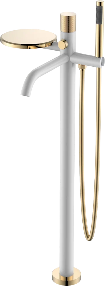 Напольный смеситель для ванны Boheme Stick белый с золотом 129-WG.2 - 0