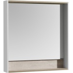 Зеркало-шкаф Aquaton Капри 80 с подсветкой белый-светлое дерево