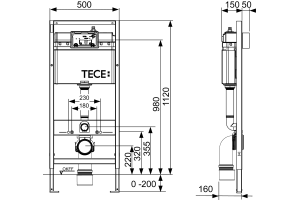 Система инсталляции для унитазов TECE Base K400407 с кнопкой смыва (черный матовый) - 3