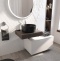 Мебель для ванной STWORKI Ольборг 60 столешница дуб карпентер, без отверстий, с тумбой 80, с раковиной BOCCHI Vessel черной 482613 - 1