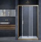 Душевая дверь в нишу Vincea Alpha 150х190 профиль брашированное золото стекло прозрачное  VDS-3AL150CLG - 0