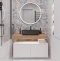 Мебель для ванной STWORKI Ольборг 100 столешница дуб французский, без отверстий, 2 тумбы 50, с раковиной Vitra Shift черной 542494 - 0