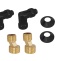 Комплект подключения 2шт.: уголок со сгоном 3/4х1/2, эксцентрик, отражатель, цвет черный муар AQ 3020BL - 0