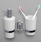 Стакан для зубных щеток и дозатор Wasserkraft хром - белый K-28189 - 1