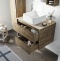 Мебель для ванной STWORKI Карлстад 75 дуб рустикальный, простоун беж, с отверстием для смесителя в столешнице 425264 - 2